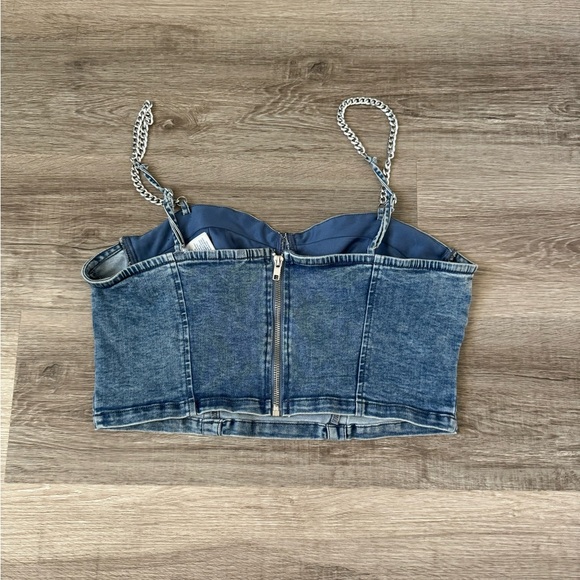 Guess denim corset bustier chain straps large - Picture 3 of 9